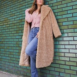 Belted Faux Fur Trench Coat